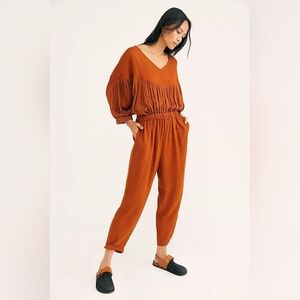 Free People Absolute Heaven Linen Blend Jumpsuit In S/P